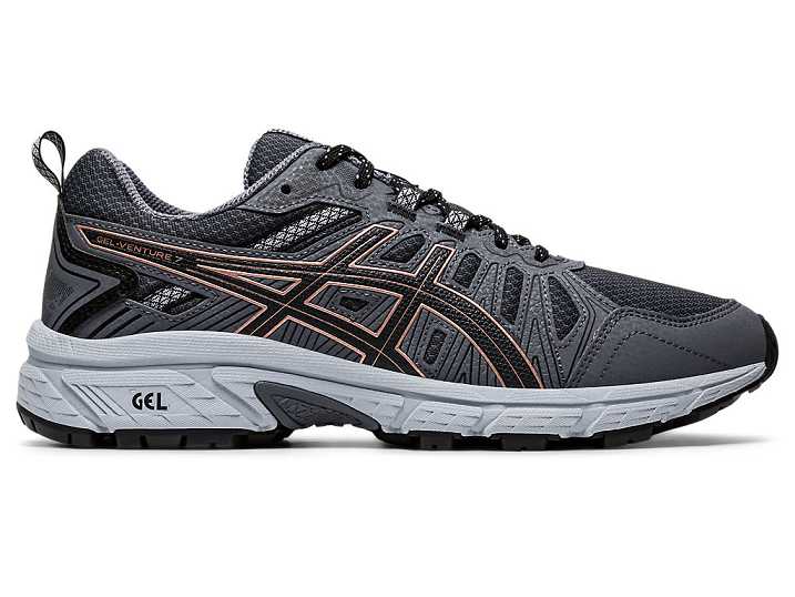 Asics GEL-VENTURE 7 WIDE Trail löparskor Dam Mörkgrå Rosa Guld | Sverige-6350948